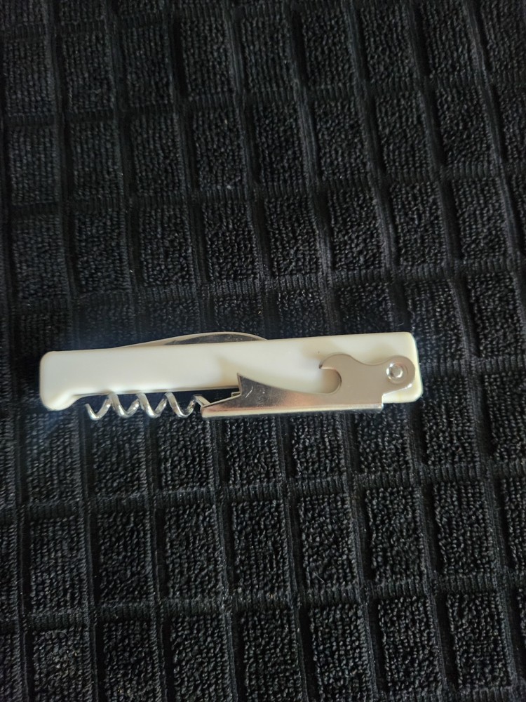 Waiter Corkscrew • Bottle Opener • Knife Combo • White Plastic