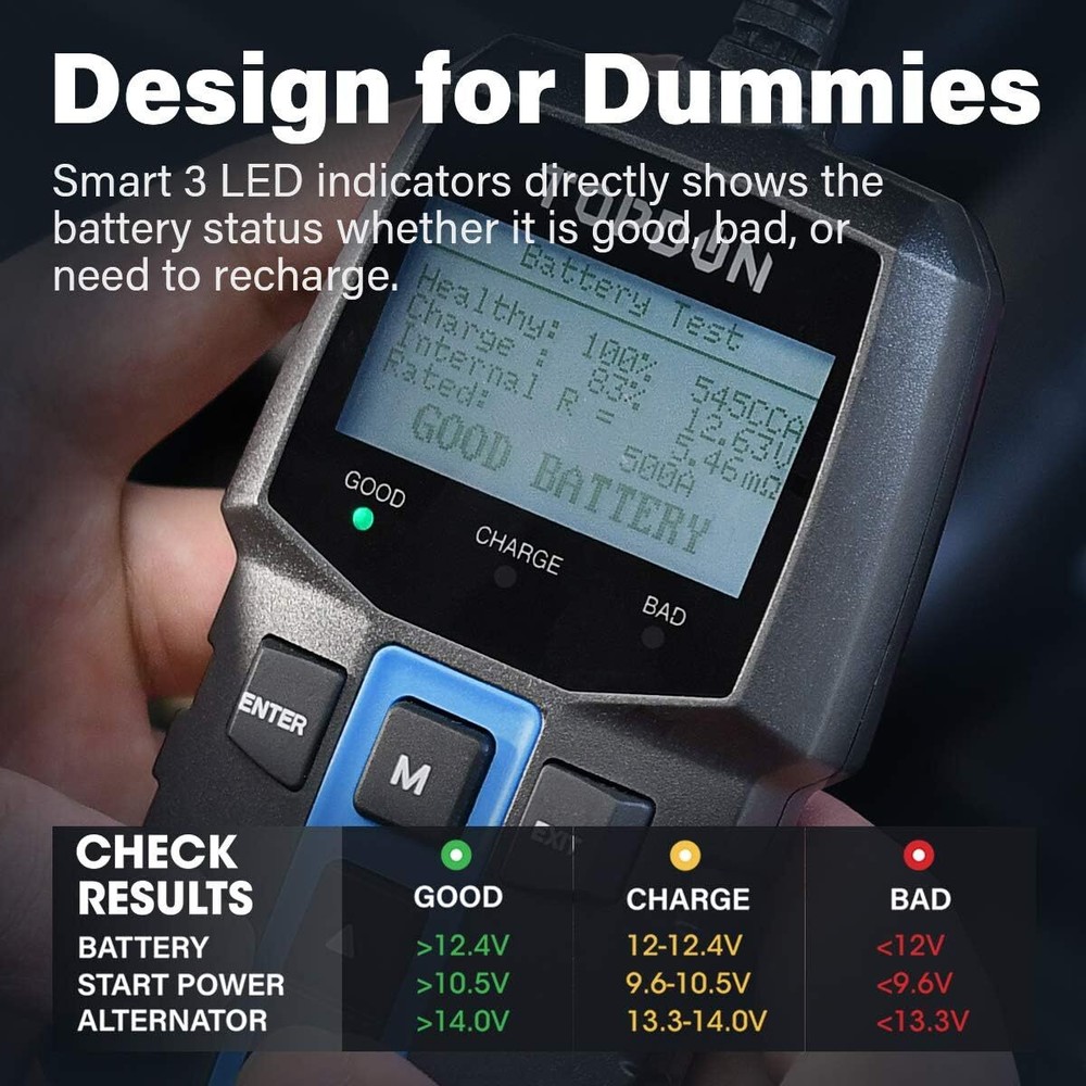 BT100: TOPDON 12V Battery Tester & Analyzer