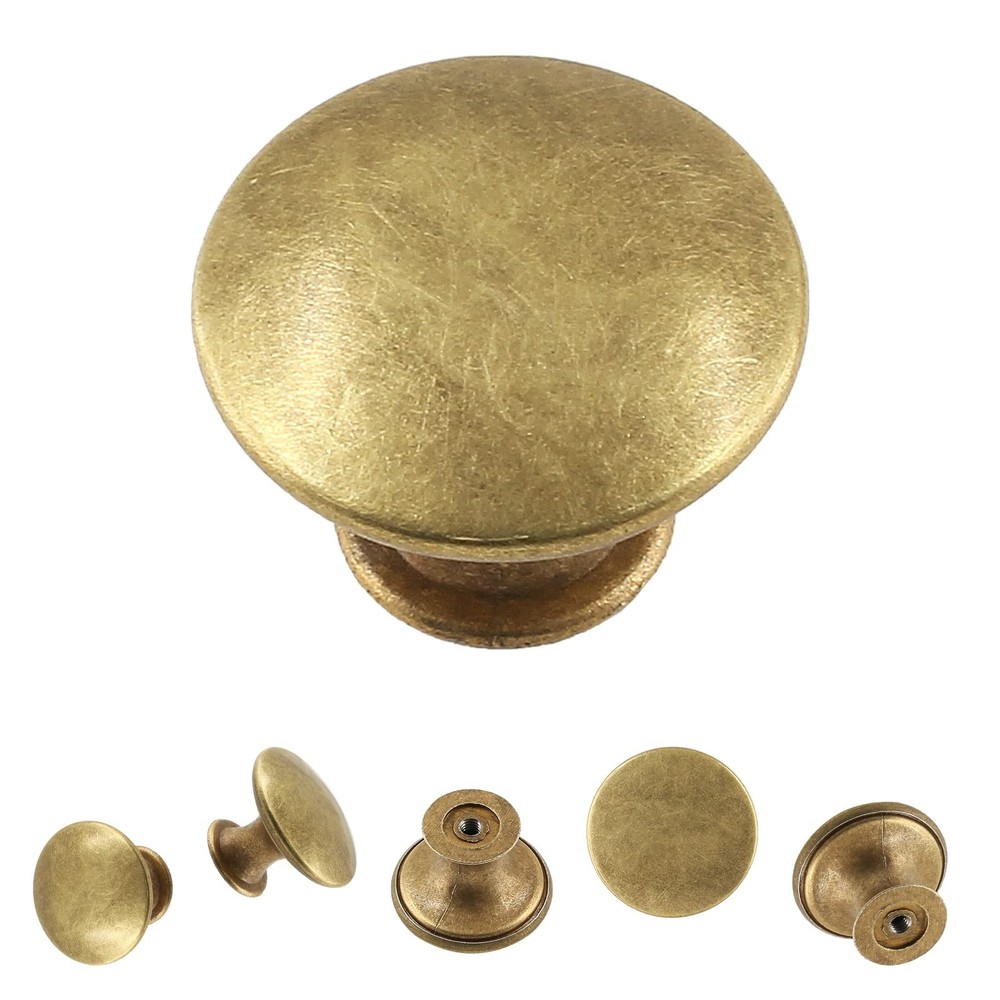 8Pcs Antique Brass Kitchen Cabinet Knobs Handle Pulls, 30mm Vintage Round Dra...