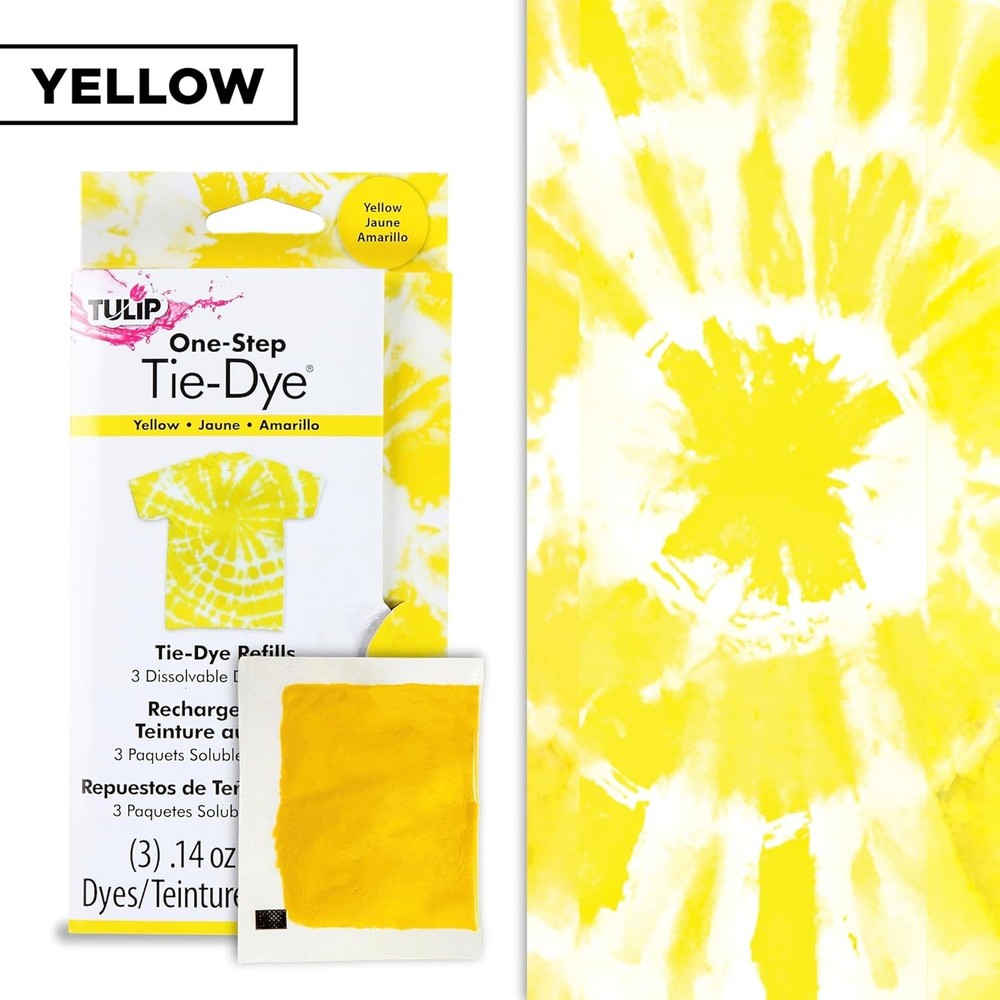 Yellow Fabric Dye Refill Pack - Quick Dissolve for Effortless Tie-Dye Fun