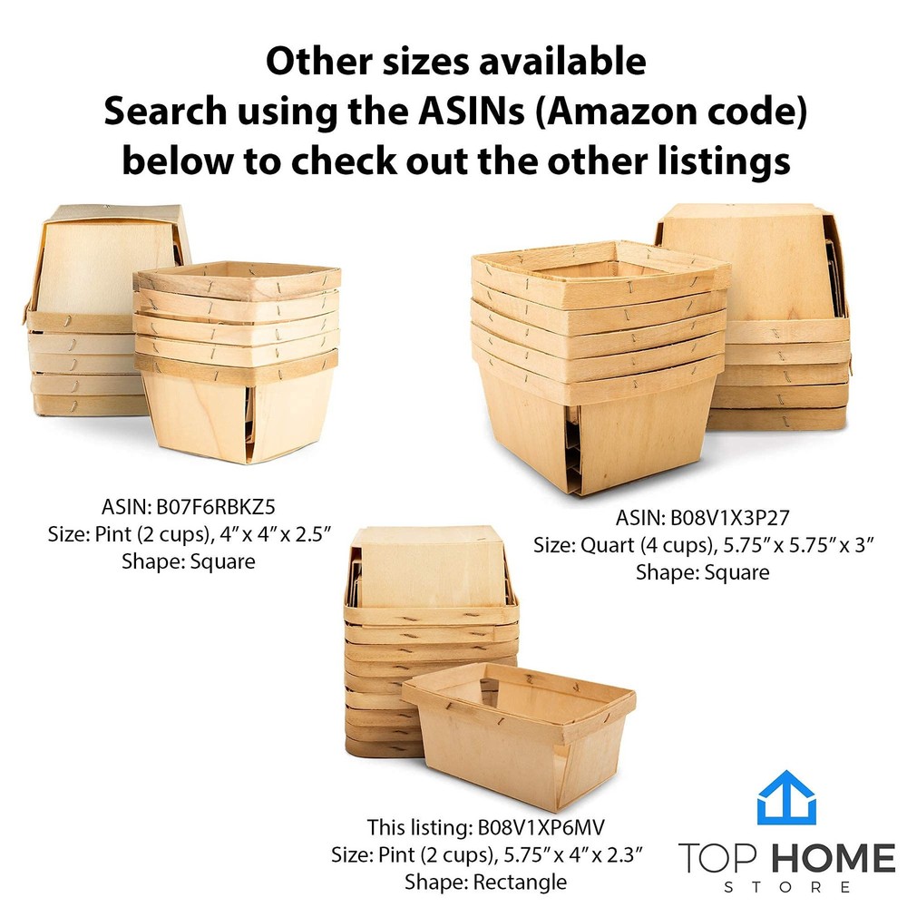 Pint Mini Rectangular Gift Baskets (10 Pack); for Picking Fruit or Arts, Craf...