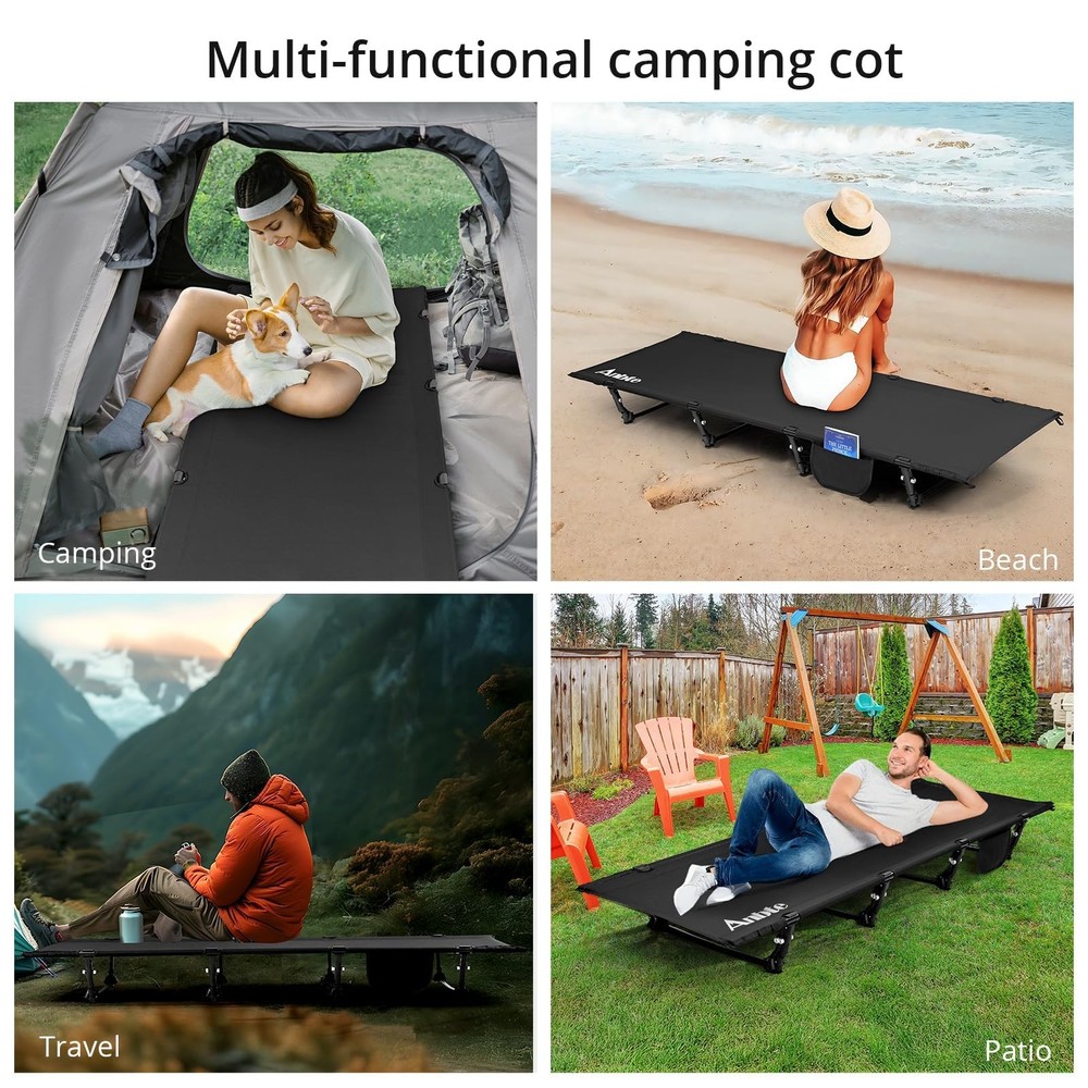 Ultralight Folding Camping Cot, Comfortable Portable Camping Cot Supports 275...