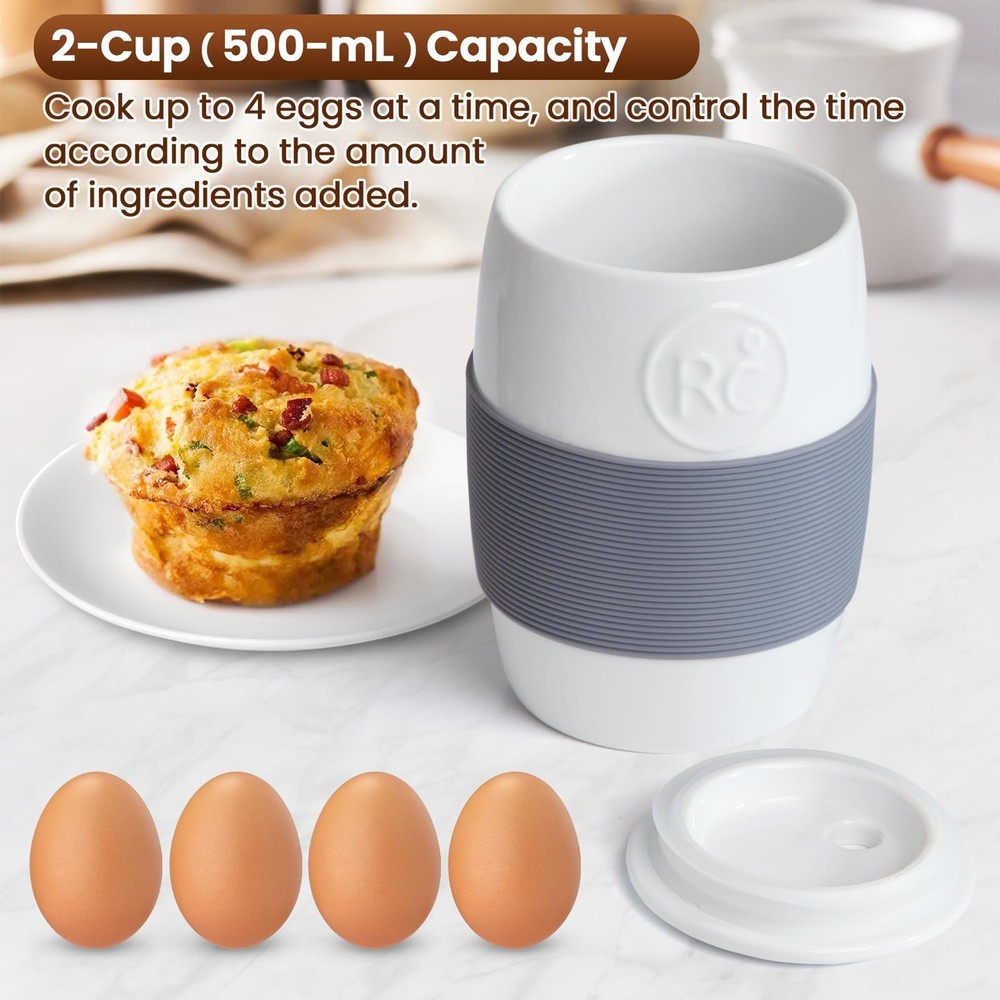 Professional Ceramic Egg Cooker for Microwave, Quick Scrambled Egg Maker Hold...