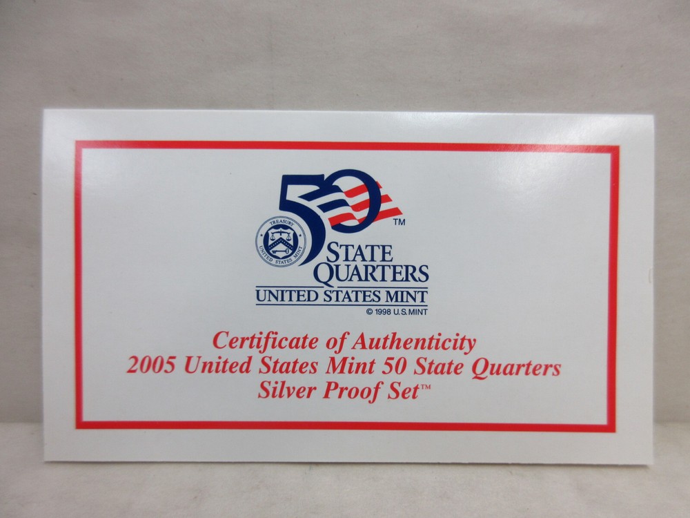 EMPTY PACKAGING Box Lenses & COA for 2005 US 50 State Quarters Silver Proof Set