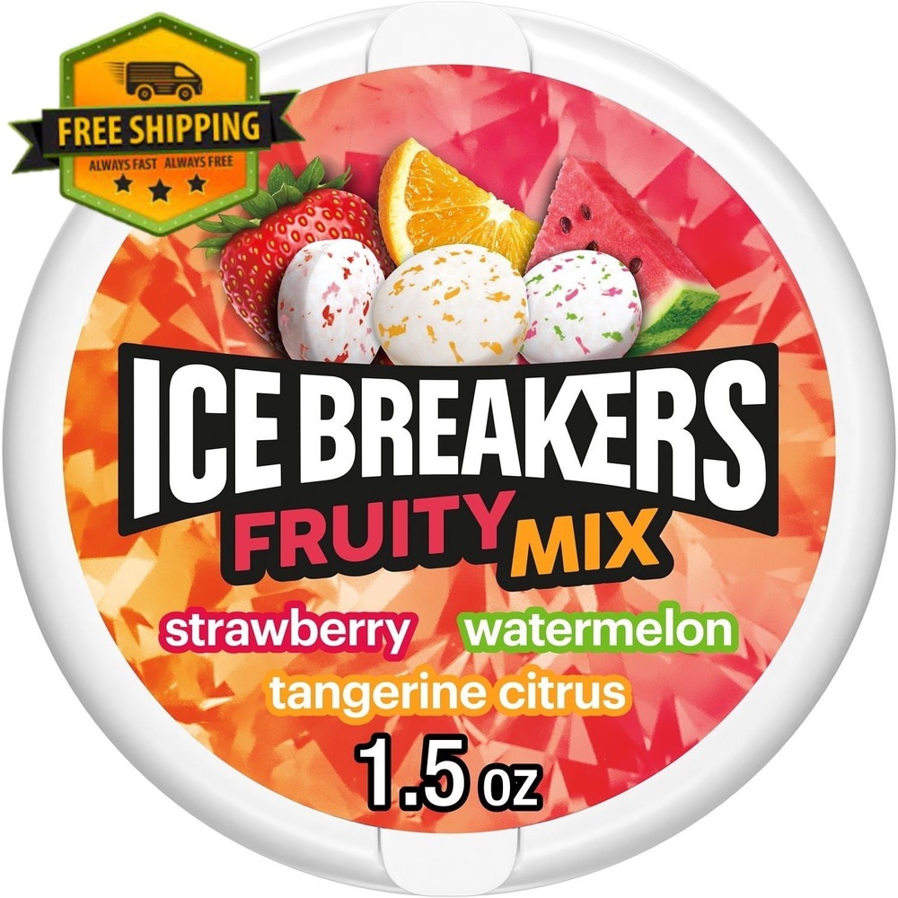 Ice Breakers Fruity Mix Assorted Fruit Sugar-Free Mints – 1.5 oz Puck