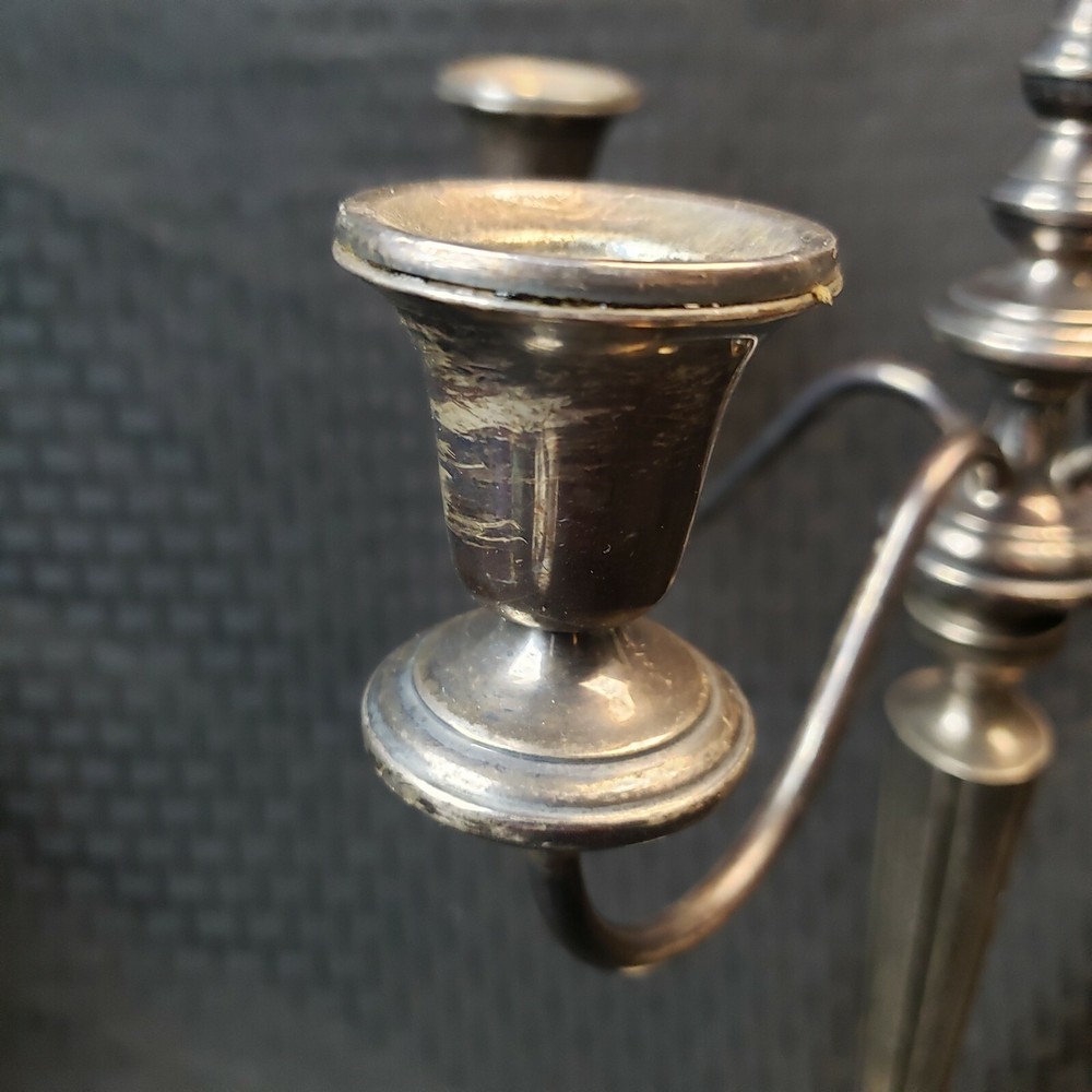 Sterling Silver 2 Piece 4 Arm Candelabra Candlestick Monogrammed Silver