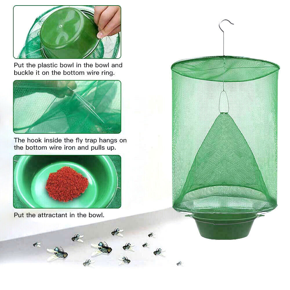 Fly Trap Reusable Fly Catcher Killer Cage Net Trap Pest Bug Catch fly trap Ranch