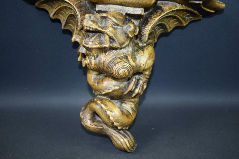 French Antique Gothic Corbel Shelf Sconce Wall Bracket Chimera