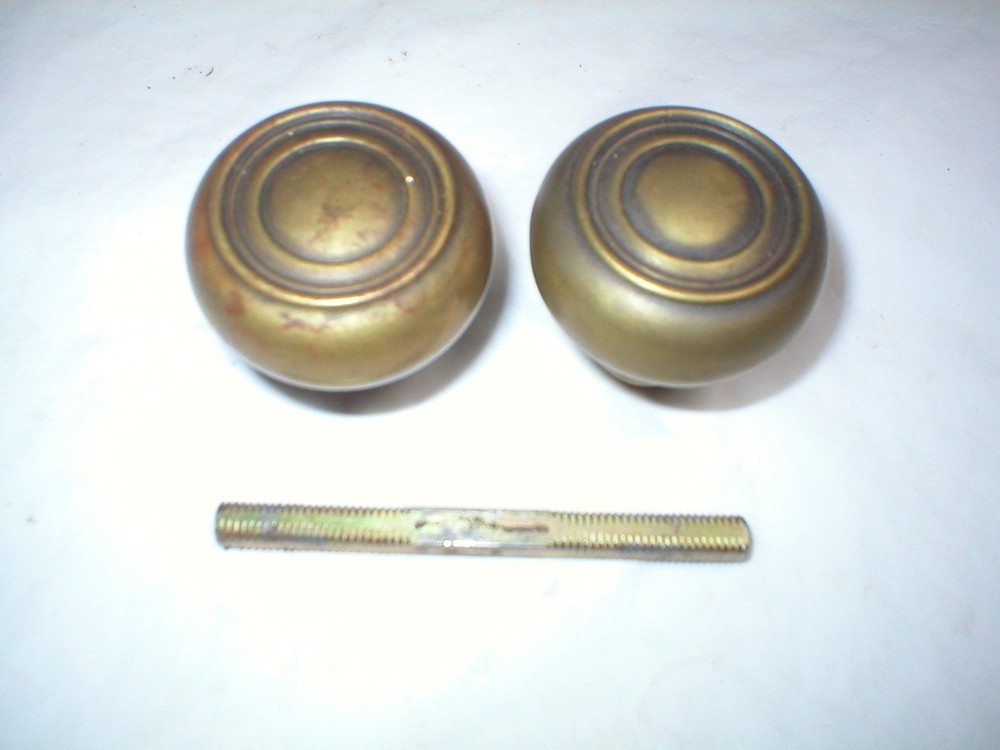 Antique Solid Brass Doorknob Pair