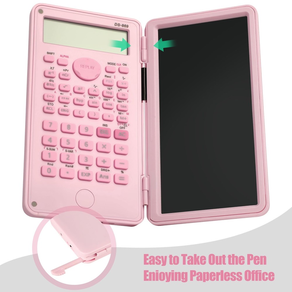 Scientific Calculator with LCD Writing Tablet Notepad, 240 Functions Foldable...