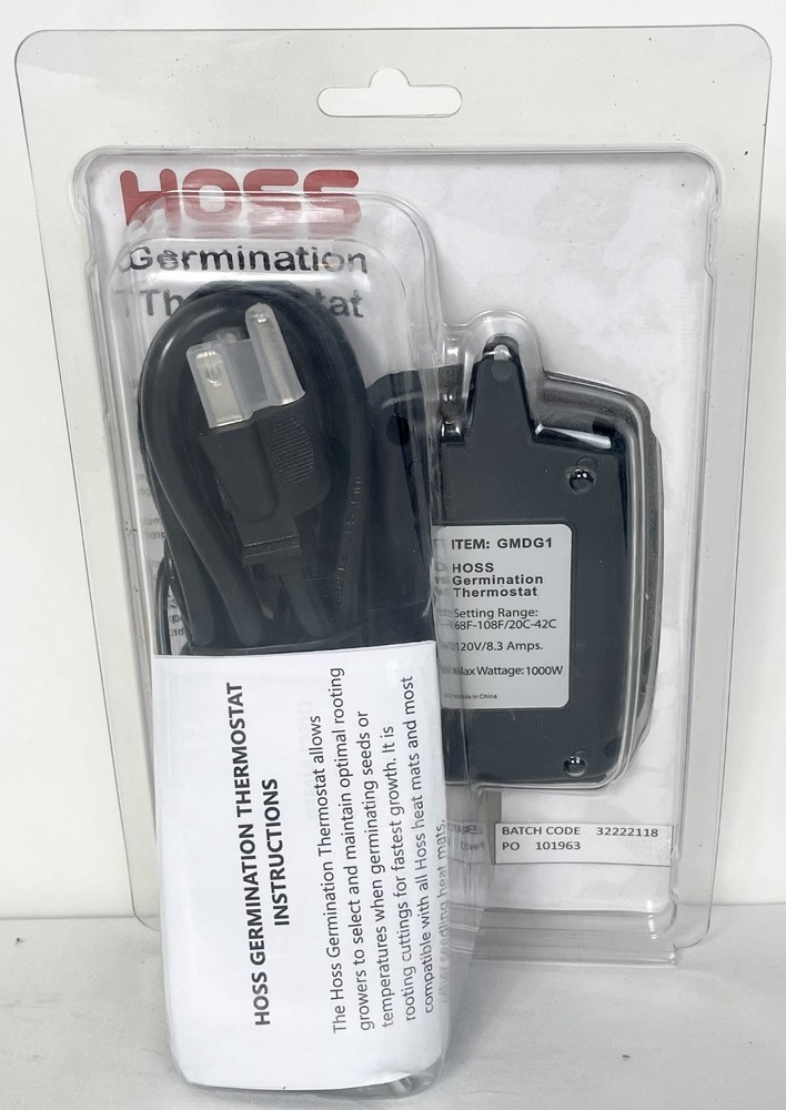 Hoss Germination Thermostat Controller Controls Heating Mats