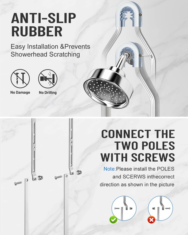 Adjustable Shower Caddy Hanging for Handheld Showerheads - Never Rust Shower ...
