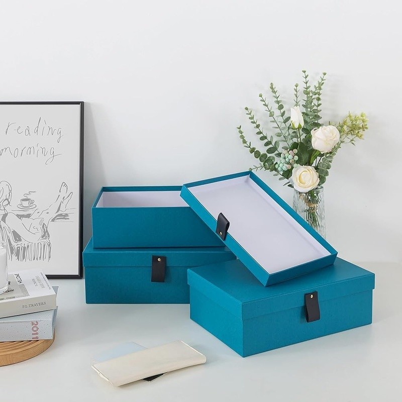 Storage Boxes Decorative Cardboard Stackable Nesting Organizing Keepsake Gift US