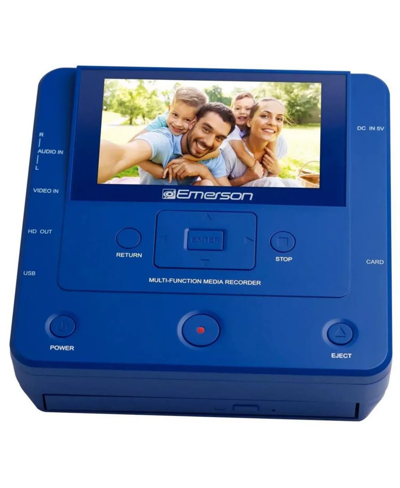 Emerson EMT-1200 Multi-Function Media Recorder DVD USB AV SD Card Input Blue new