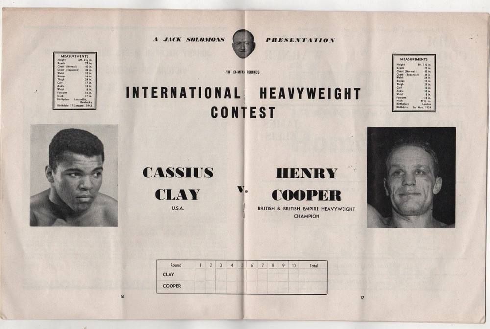 1963 Henry Cooper v Cassius Clay (Muhammad Ali) Program 6/18 Wembley Stadium