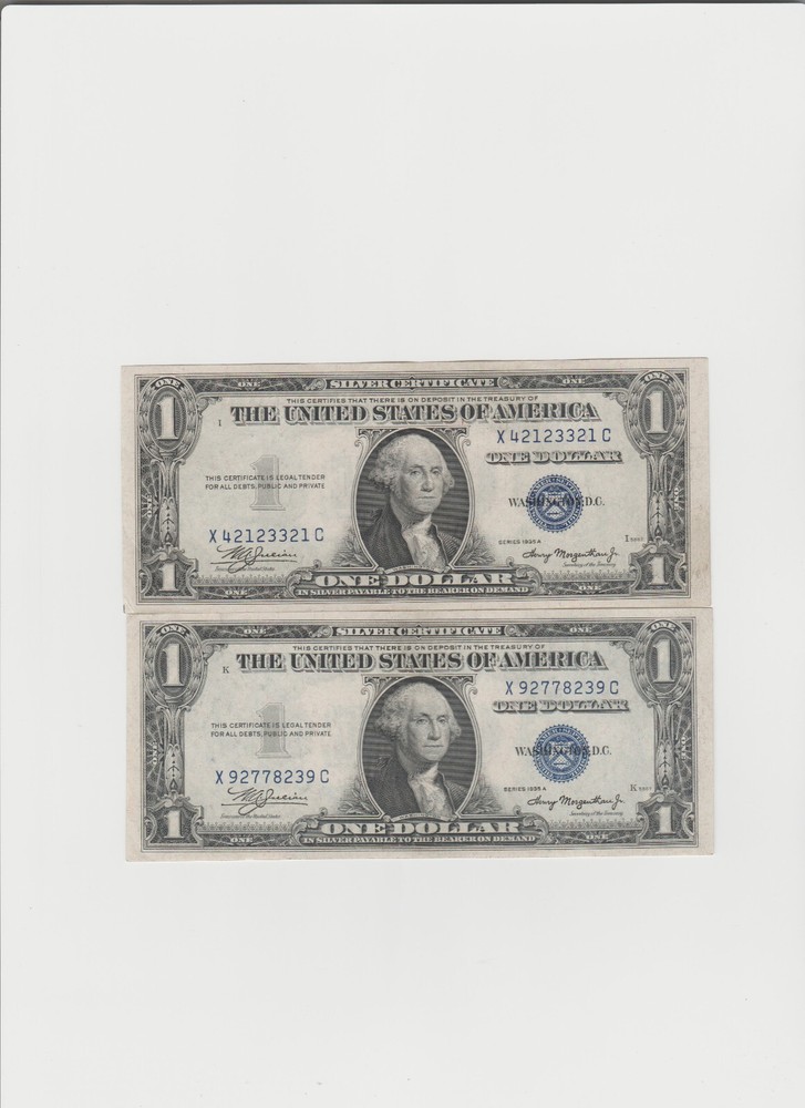 2 1935 Series-A Notes-With no Moto  lightly circulated