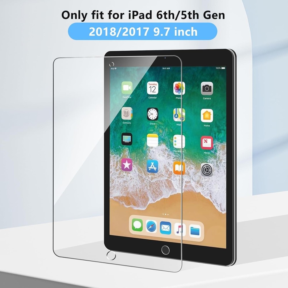 2 Pack Screen Protector for iPad 6th 5th 6th/5th Gen (2018/2017), Clear