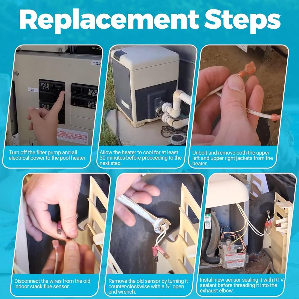 Stack Flue Sensor Replacement for Pentair Sta-Rite MasterTemp Max-E-Therm Poo...