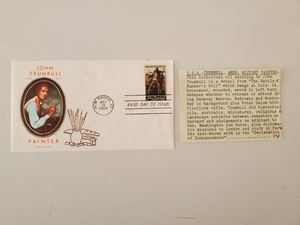 1968 John Trumbull Painter First Day Cover stamp