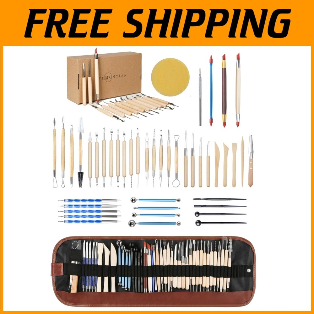 44-Piece Pottery Tools Set with Carrying Case