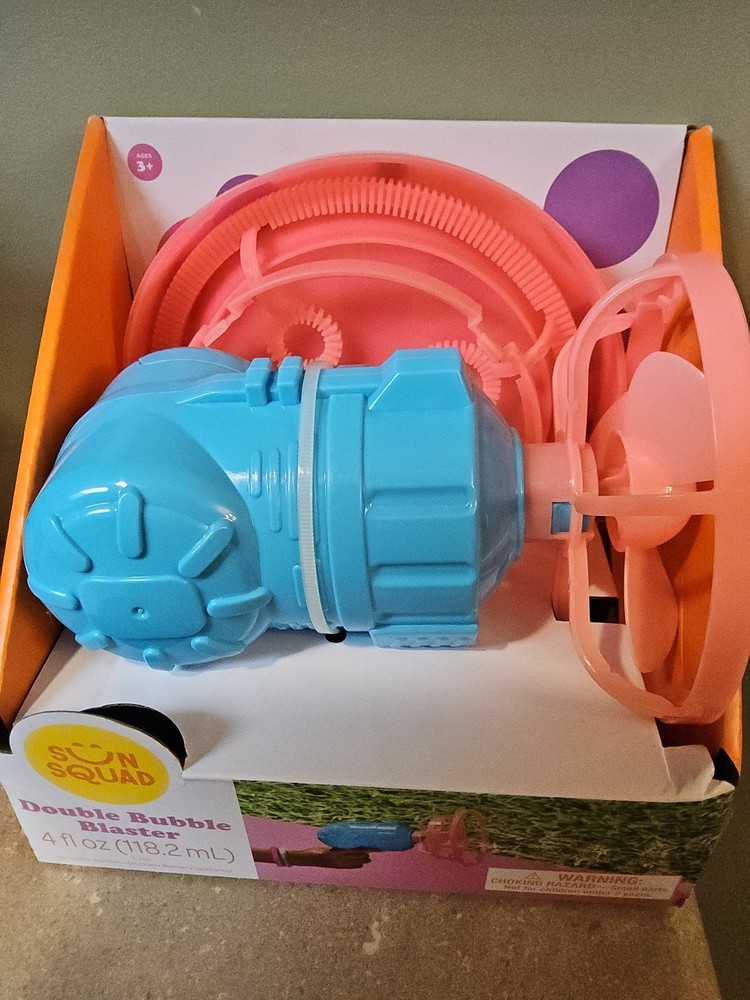 Double Bubble Blaster – Sun Squad Plastic Bubble Blower Toy Ages 3+