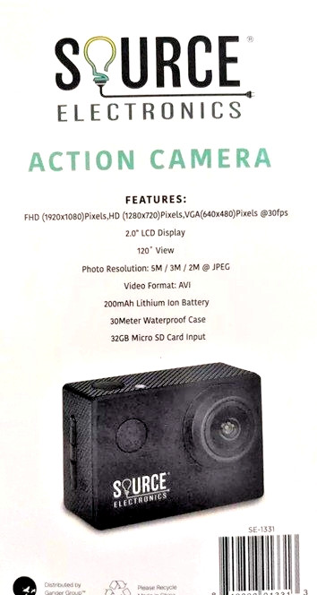 SOURCE Electronics Full HD Action Camera 30 Meter 98.5' Waterproof Case 120 VIEW