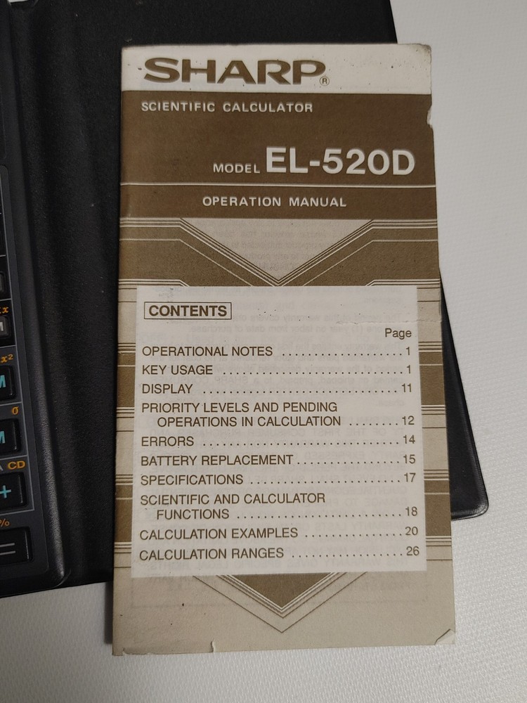 Vintage Scientific Calculator Sharp EL-520D