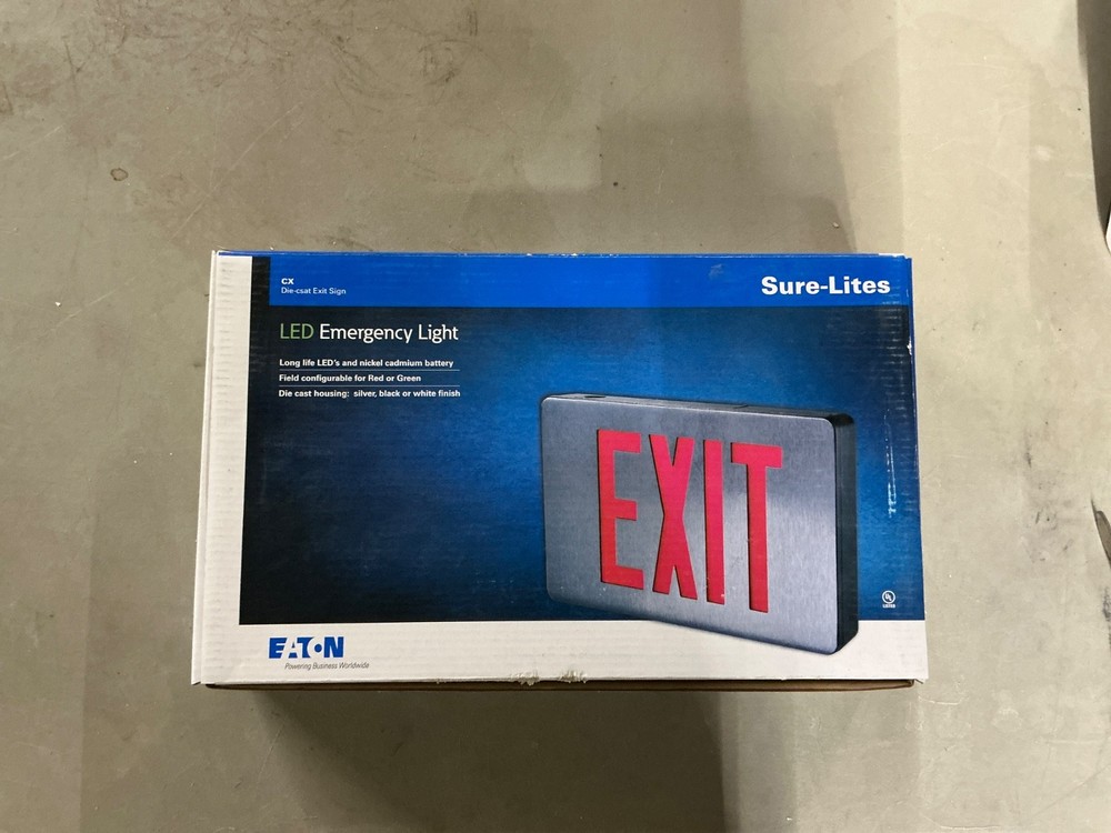 CX61 LED Exit Sign, Brushed Aluminum Emergency Exit Sign with Field Selectable R