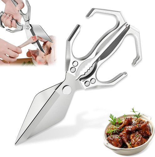 Multifunctional Heavy-Duty Kitchen Shears,oultry Scissors,Stainless Silver