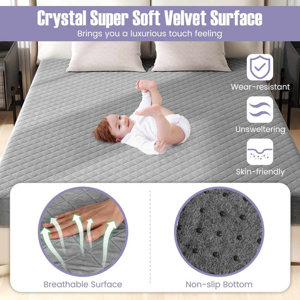 Queen Size Mattress Protector w/ Deep Pocket Sponge Padding Anti-slip Bottom