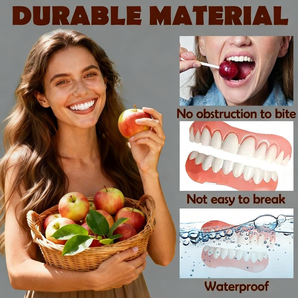 Full Set Silicone Dentures, Moldable Upper Lower Removable Custom Dentures