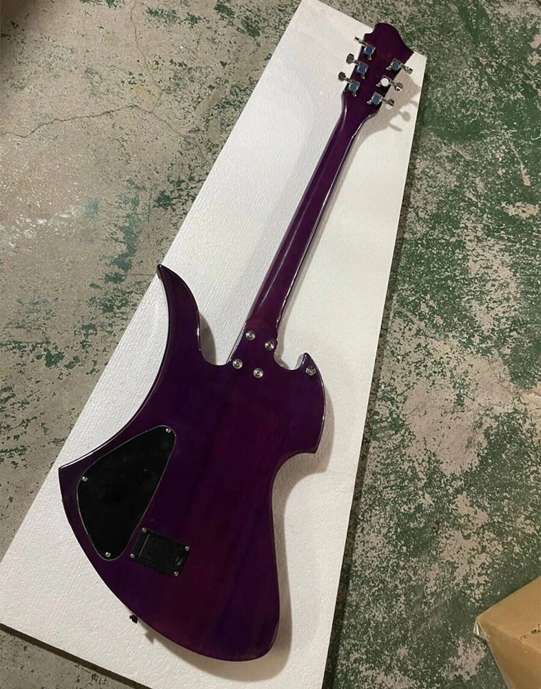 Factory Customized 6 Strings Purple Unusual Electric Guitar with Fixed Bridge