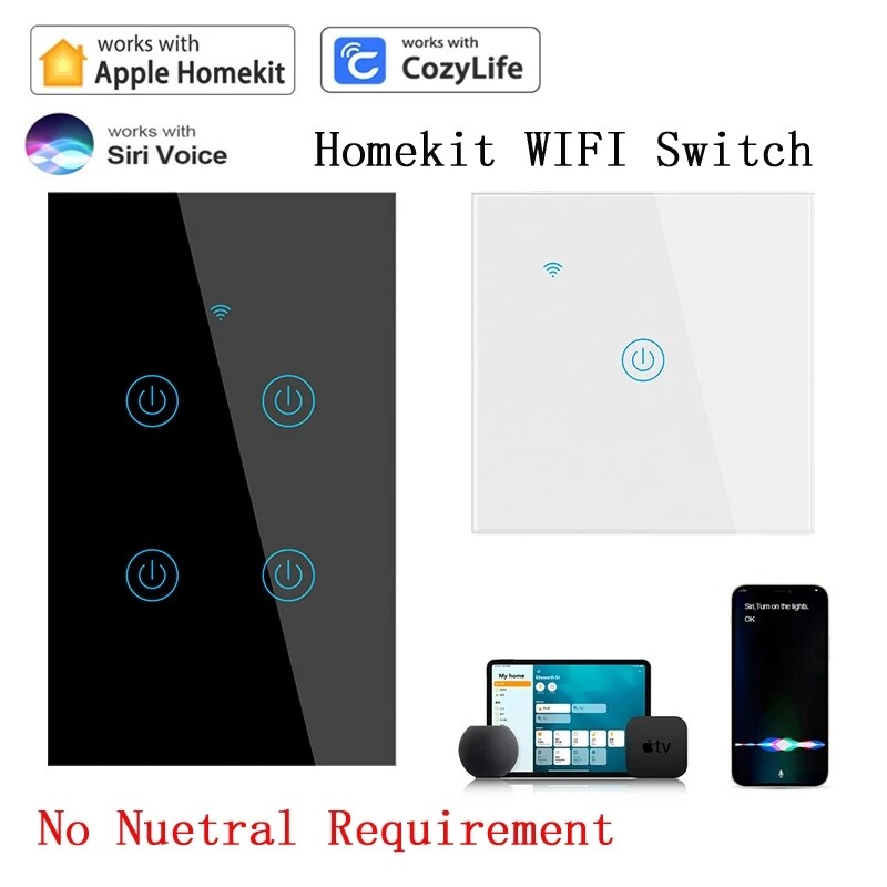 No Neutral Wire Required Touch Switch Voice/App Remote Control Wifi Switch