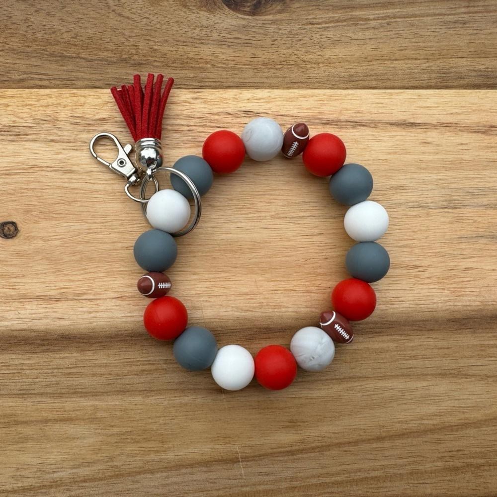 Silicone Bead Football Keychain