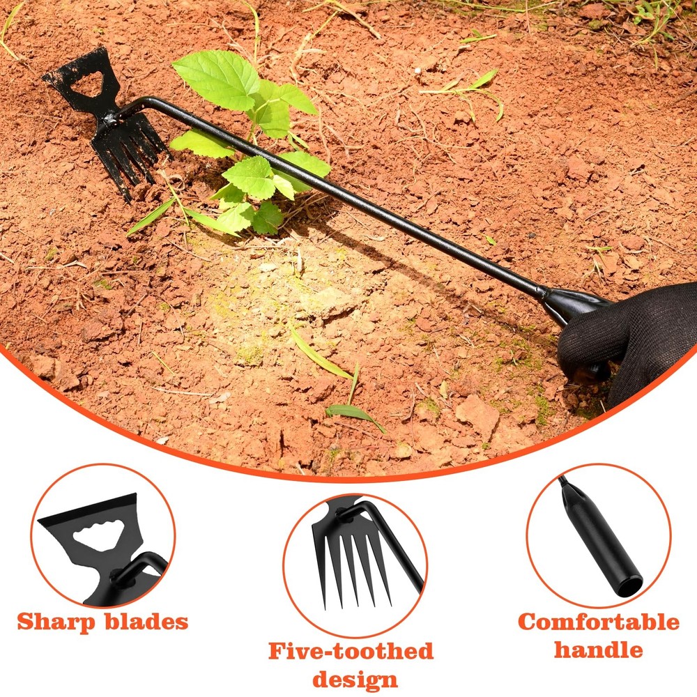 BokingOne Weed Puller Tool Garden Pulling Tool, 4-Tine 5-Tine black