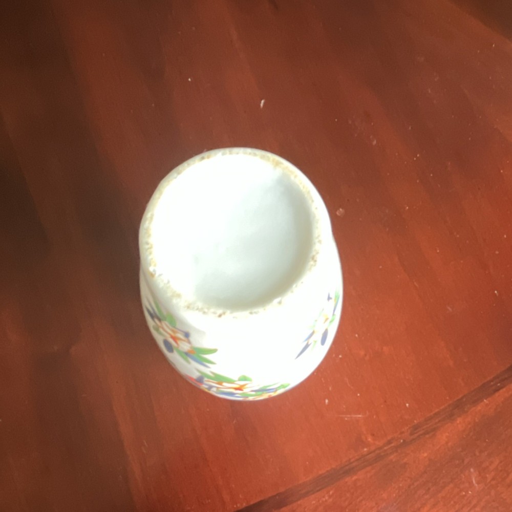 Ceramic White Floral Bottle Vase Glazed Decorative Multicolor Flower Pattern
