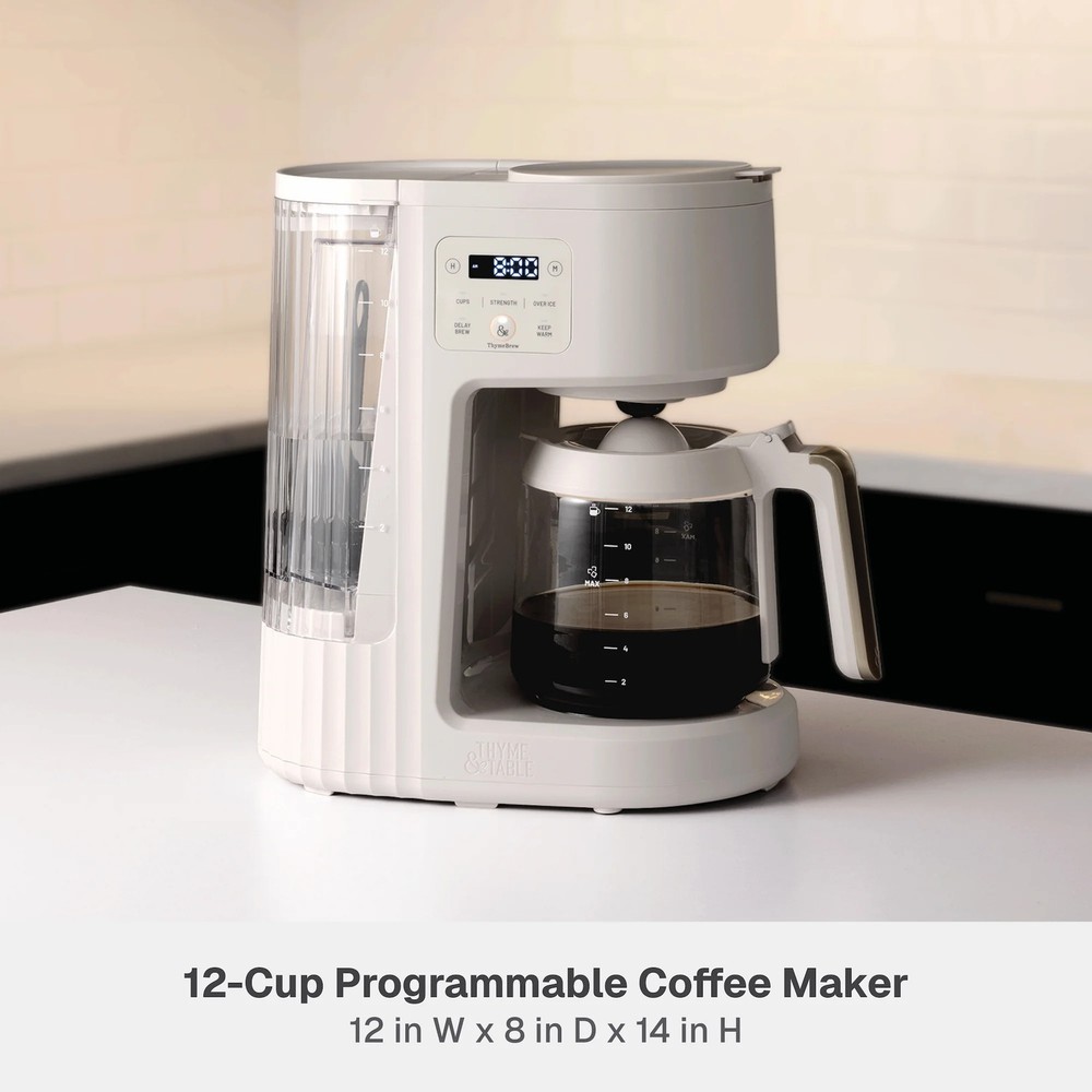 Thyme & Table 12-Cup Programmable Coffee Maker 60oz Sand White