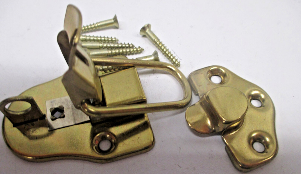 Vintage 3-1/4" Spring Loaded, Brass Plated, Draw Catch Latch - for Tool Box