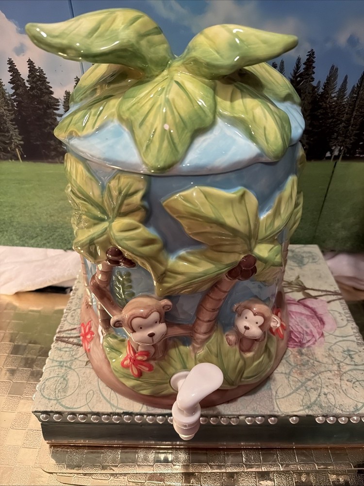 Juice  Ceramic Dispenser With Monkeys Palms  design