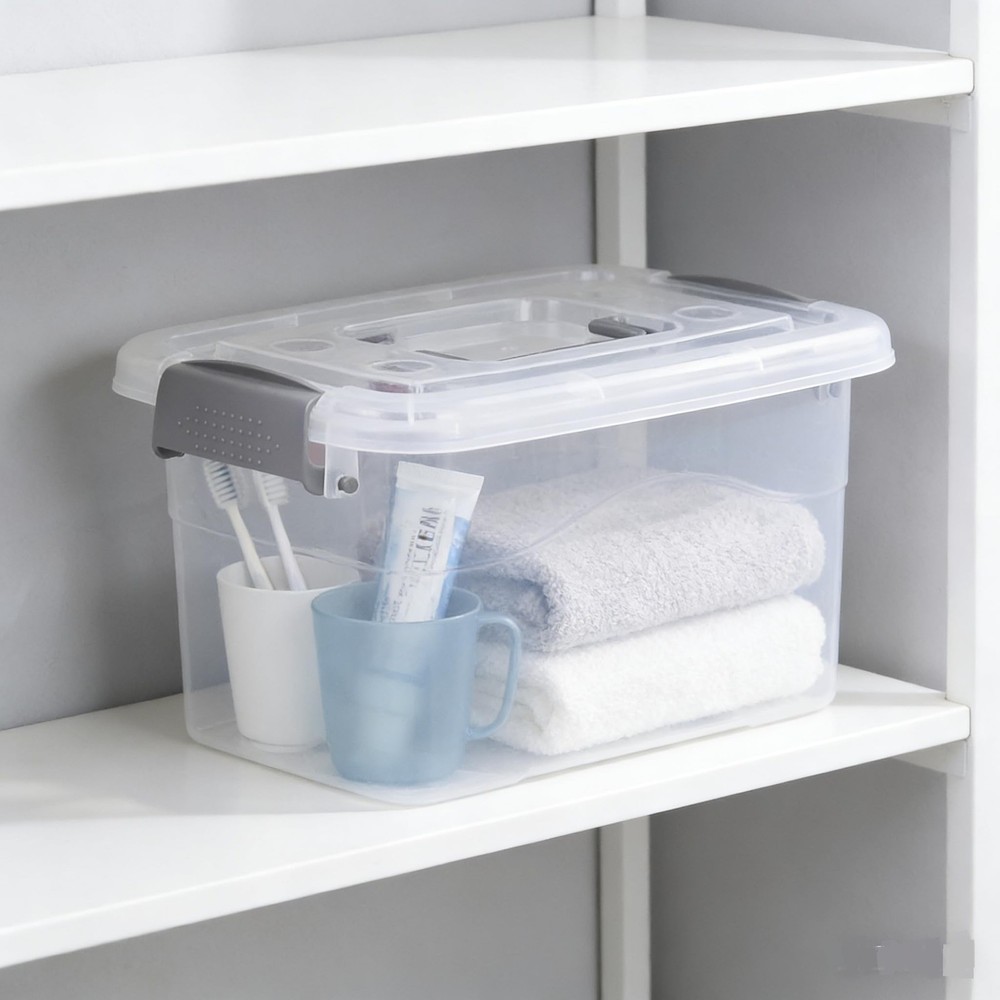 6-Pack Home Storage Bins, Plastic Container, Latching Box with Handle (Grey h...