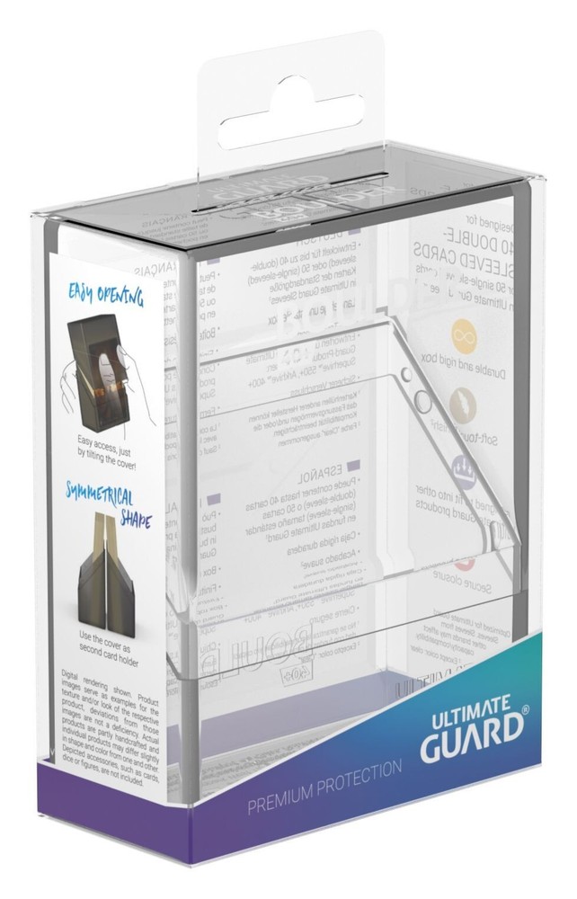 Ultimate Guard Boulder 40+ Clear Deck Case Card Storage Box Standard Size ccg