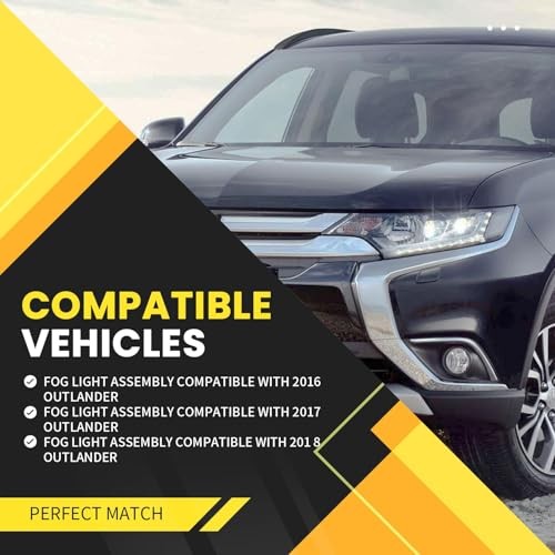 Front Pair Bumper Fog Light Assembly Compatible with 2016 2017 2018 Outlander