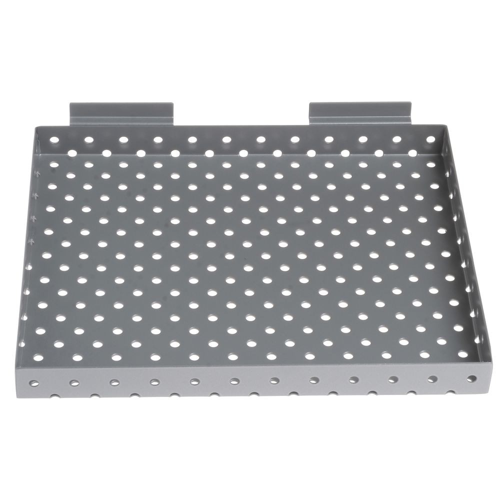 Slatwall Perforated Shelf, 12" Wide Silver