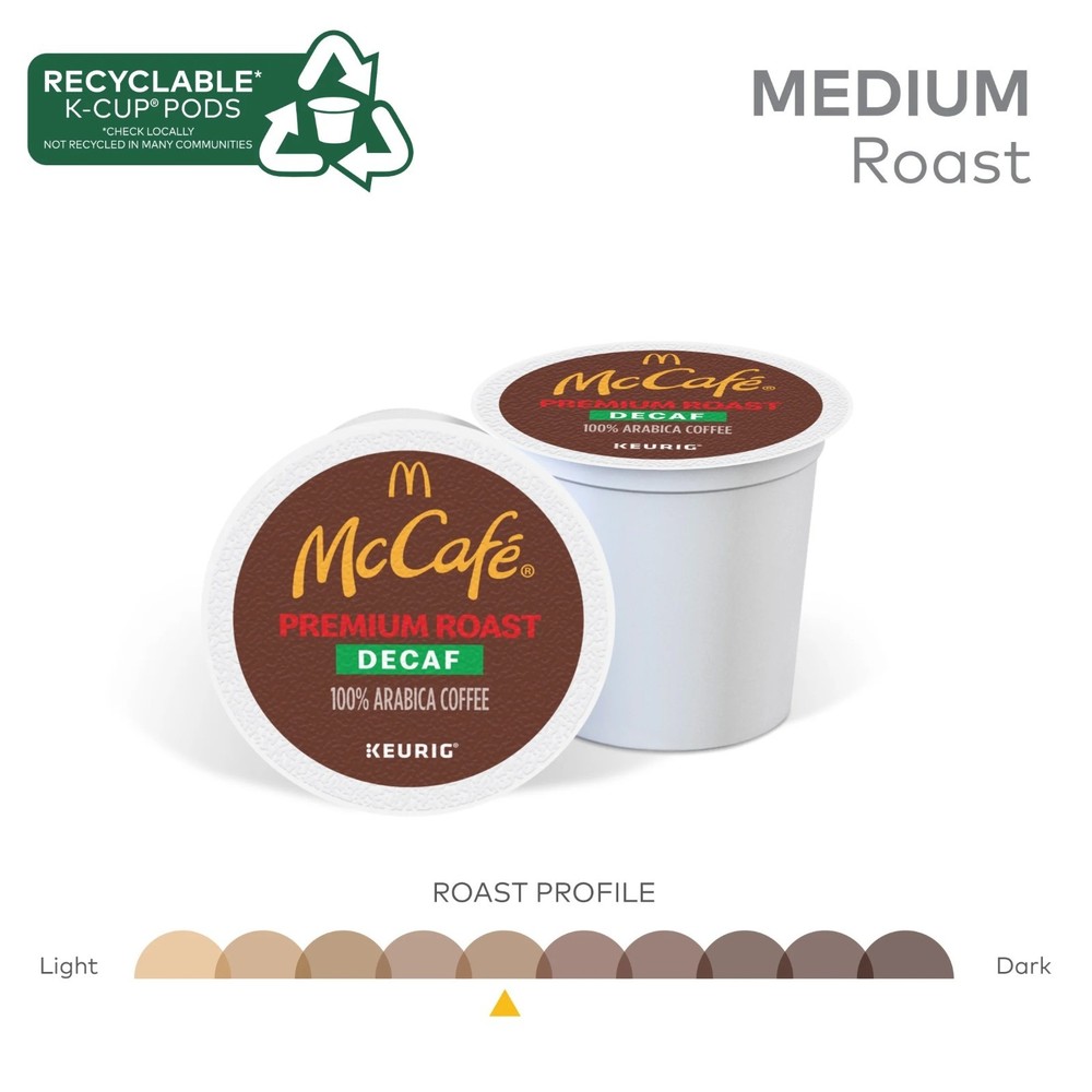 McCafe, Decaf Premium Medium Roast K-Cup Coffee Pods, 24 Count