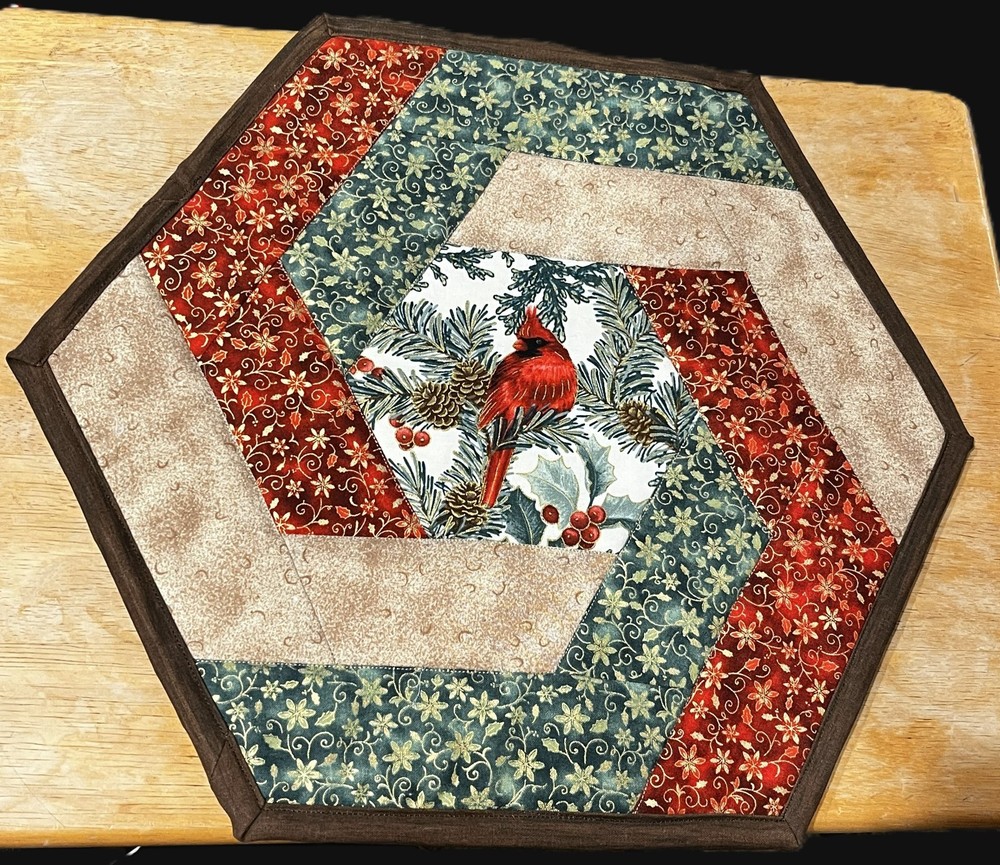 January Winter Cardinal Quilted Table Topper