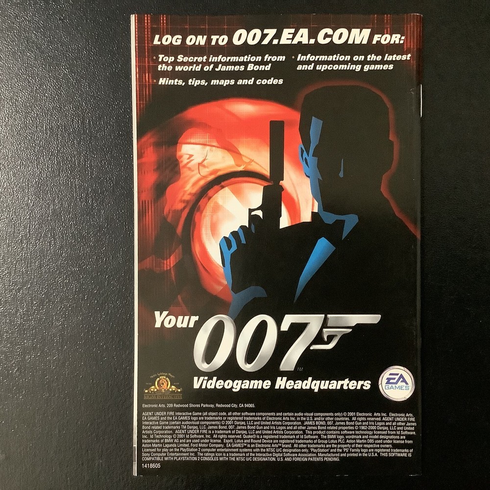 007 Agent Under Fire PS2 PlayStation 2 Instruction Manual Only
