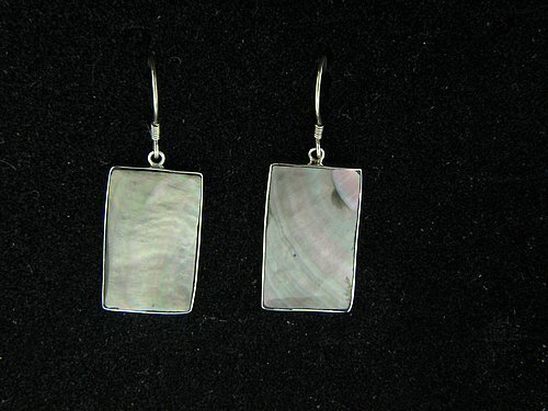 Abalone Wire Rectangular Wire Earrings in Sterling Silver