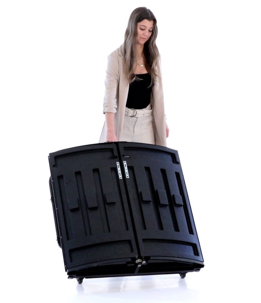 Premium Portable Table, built-in wheels, super durable, easy setup, folding bar