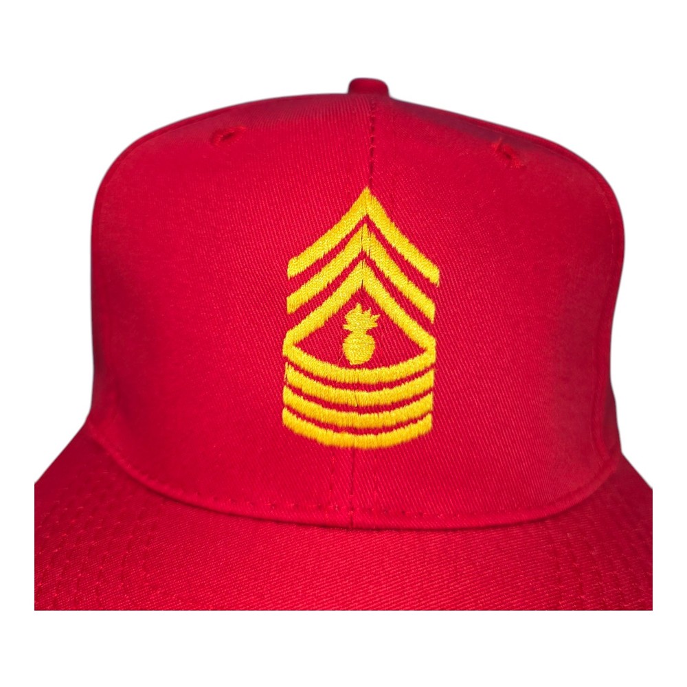 USMC Mastery Gunner Seargant Insignia Hat Cap Strapback Adjustable Red 6-panel