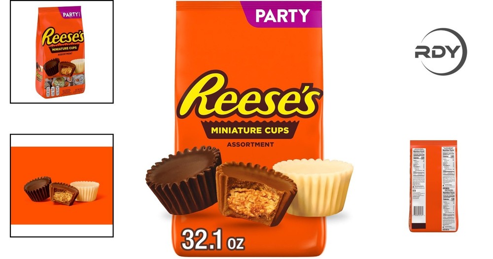Kosher Assorted Mini Peanuts Butter Cups - 32.1 oz Bulk Pack for Celebrations